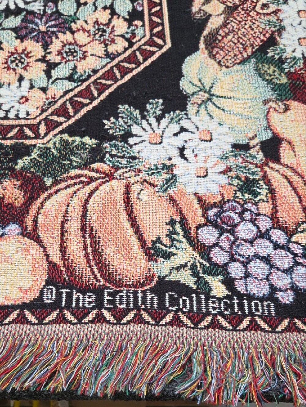 Floral Harvest Woven Throw / The Edith collection blanket/ throw 46" x 52" - Picture 2 of 7